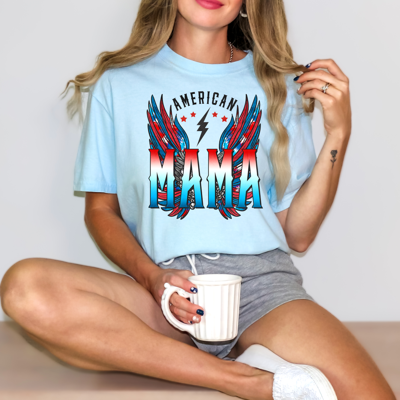 American Mama with Wings Comfort Color